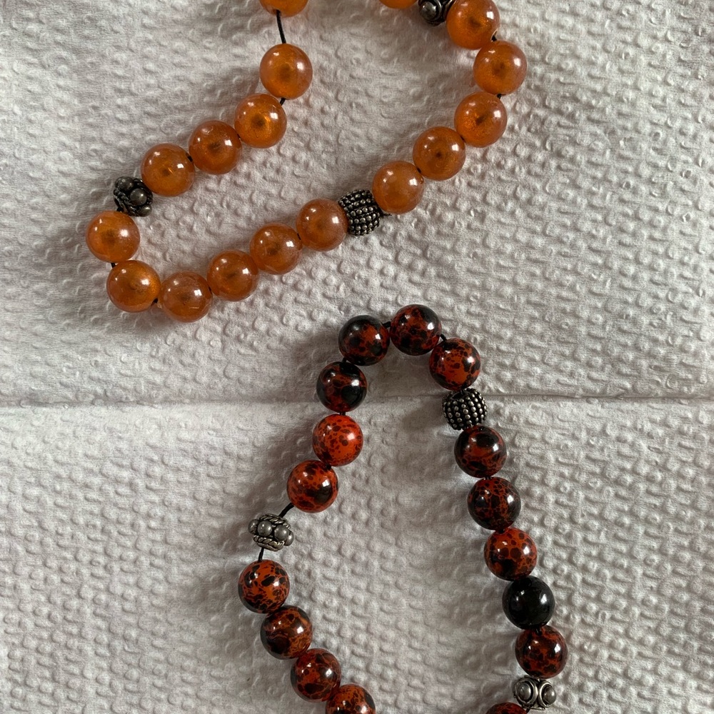 2 Tiger Eye Beaded Bracelets - Pre-owned and stressed size